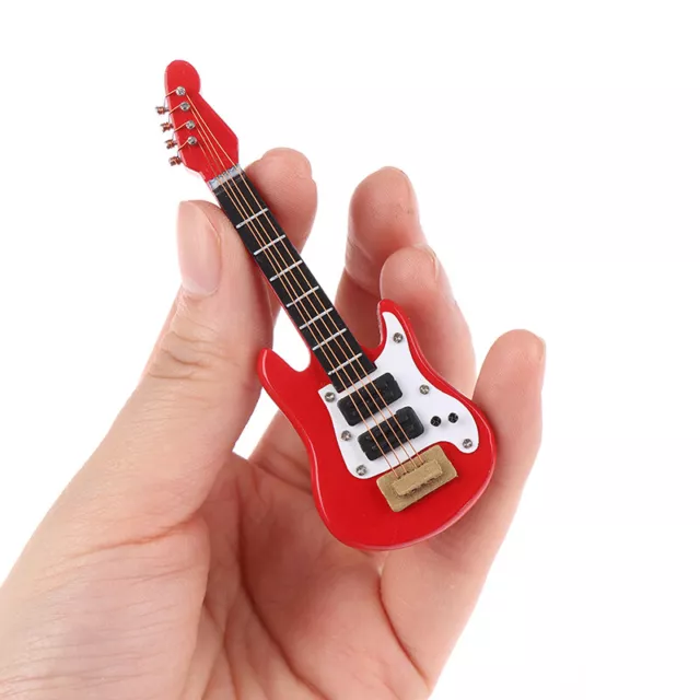 Guitarra eléctrica de música en miniatura para casa de muñecas 1:12 para niños