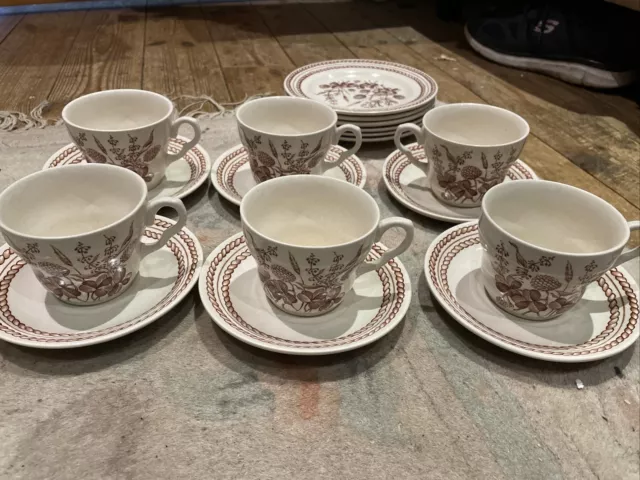 Vintage EIT - English Ironstone Tableware - Meadow Grass -  Tea Set 6 Of Each