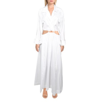 Jonathan Simkhai Womens Cut Out Long Sleeves Maxi Shirtdress BHFO 1850