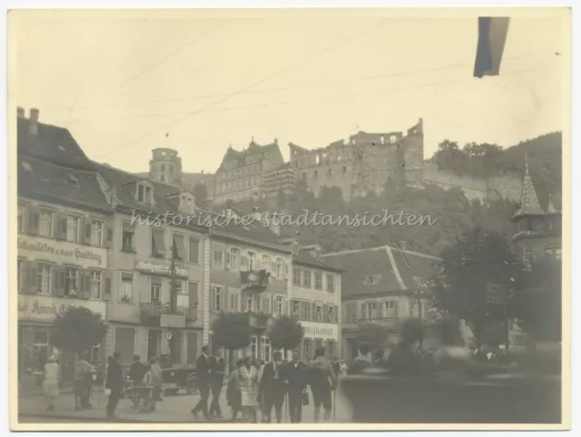 Heidelberg - Stadtplatz - Kunsthandlung Antiquariat Schloss - Altes Foto 1920er