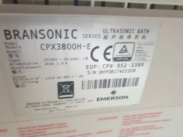 Branson Bransonic Cpx3800H Cpx3800H-E Ultrasonic Cleaner (Rbd8.1)