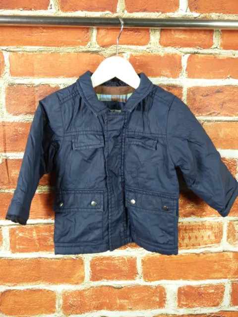 Baby Boy John Lewis Navy Blue Coat Jacket Wax Cotton Style Age 9-12 Months 80Cm