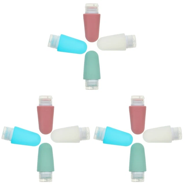 12 PIEZAS Silicona Viaje Inodoro Botella Rellenable Rellenable Depósito de Viaje Exprimible