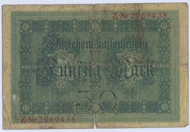 Banknote, Darlehen-Kassenschein 50 Mark vom 05.08.1914, Serie Z