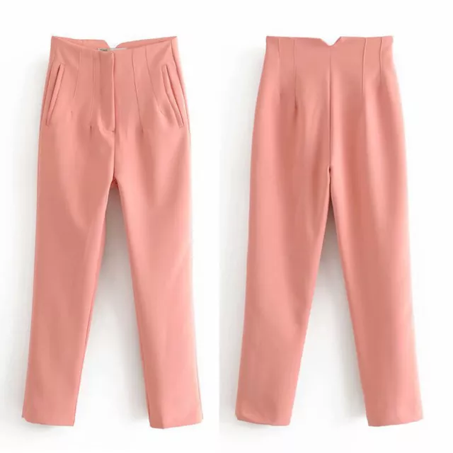 Donna Elegante Vita Alta Abito Pantaloni Tinta Unita Solido Colore Casual