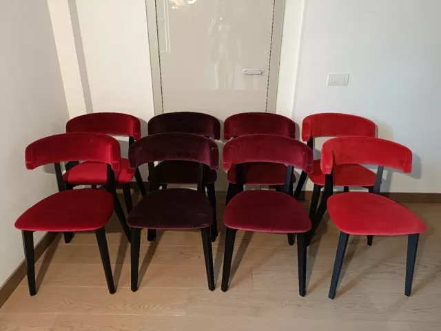 8 sedie poltroncine sedute poltrone imbottite braccioli velluto legno design