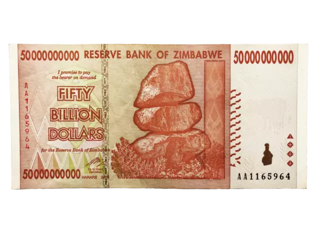 Zimbabwe One 50 Billion Dollar Bill Banknote Paper Money Currency Hyperinflation