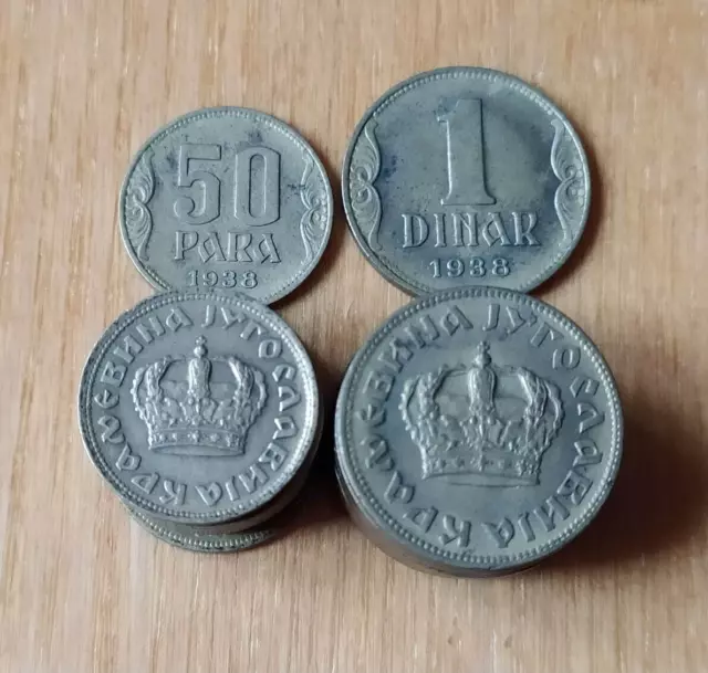 Yugoslavia set of 2 coins 1 dinar+50 para 1938 Price for one set