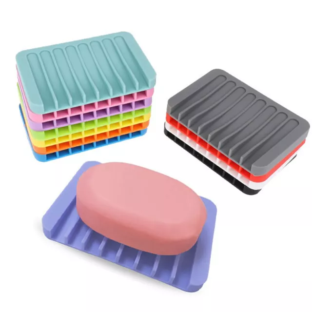 Silicone Soap Holder Flexible Soap Dish Plate Holder Tray Soap Box Contain-ou