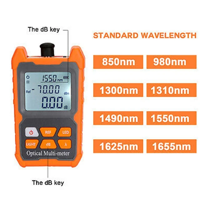 Portable Mini Fiber Optical Power Meter  Wavelength With Led Light Network FTTH