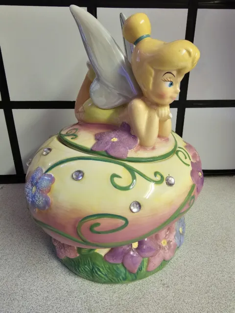 Disney Tinkerbell Ceramic Lidded Cookie Jar With Issues