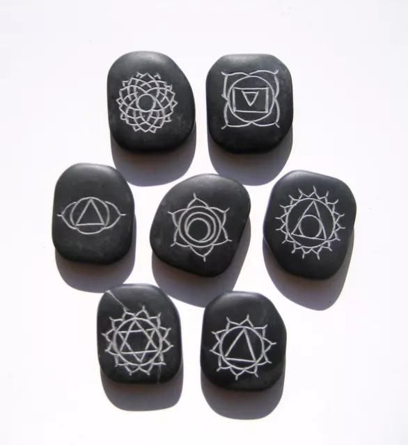 Seven Hot Massage Stones Chakra Set Natural Healing Therapy 2