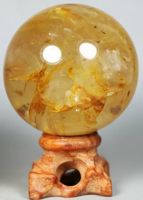 NATURAL Yellow PHANTOM MULTI-INCLUSIONS Rainbow CRYSTAL polishing sphere Ball