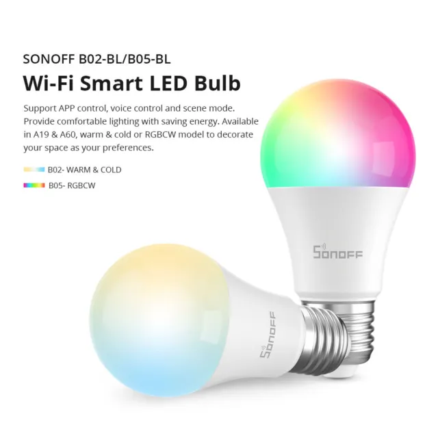 3PCS SONOFF WiFi Smart LED Leuchtmittel Lampe dimmbar RGB CCT Birne E27 Alexa 9W 2