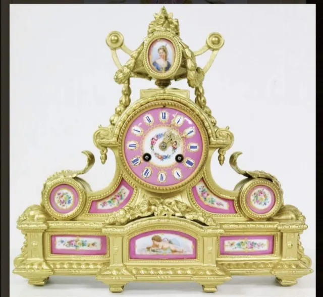 antique clock French Sevres porcelain Gilt