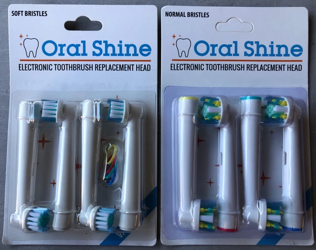 Repuesto de cepillo de dientes Oral Shine 8 cabezales (4 cerdas suaves, 4 cerdas normales) para Oral-B