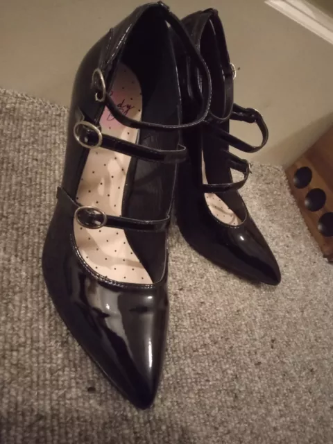 Lindy Bop 'Betty' Patent Finish Black Vintage Ladies Court Shoes UK Size 6 BNIB