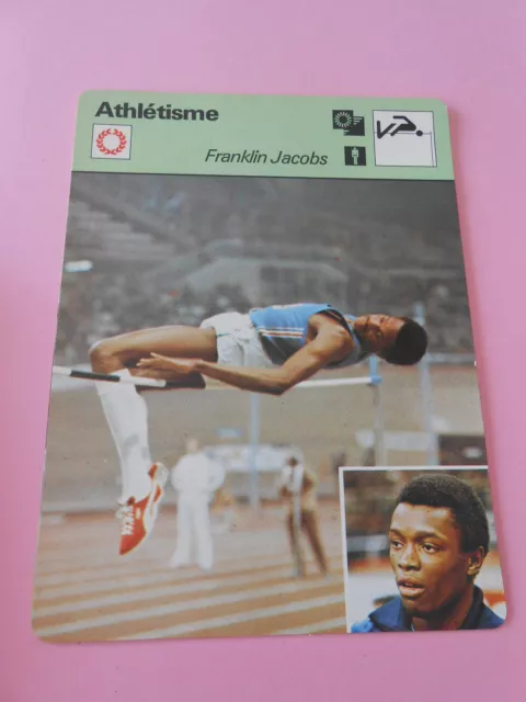 Athlétisme Franklin Jacobs né à Paterson News Jersey Fiche Card 1978