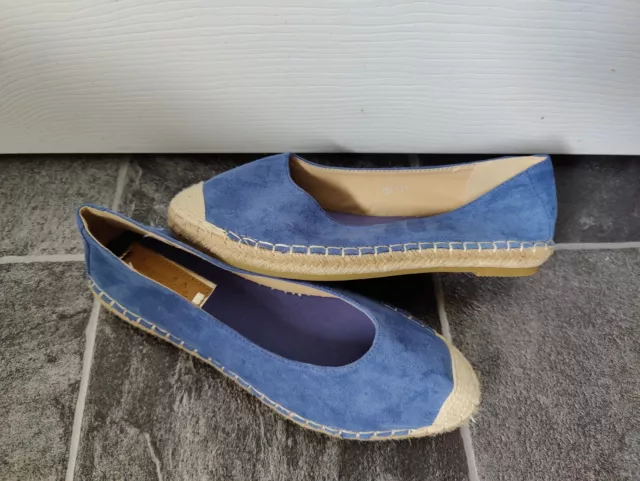 Bnib Size 7 Ladies Espadrille Sandals Flat Shoes Blue Summer Holiday