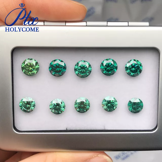 Round Brilliant Cut Moissanite Green VVS1 Natural Color Manual GRA Loose Gems 3