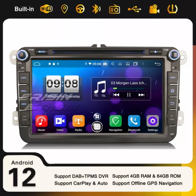 CarPlay DAB+ Android 12 Autoradio Per VW Golf 5/6 Tiguan Passat Jetta 8-Core GPS