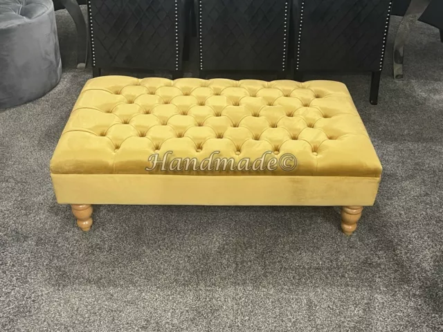 Mesa de centro hecha a mano extra grande Chesterfield felpa hinchada/terciopelo suave