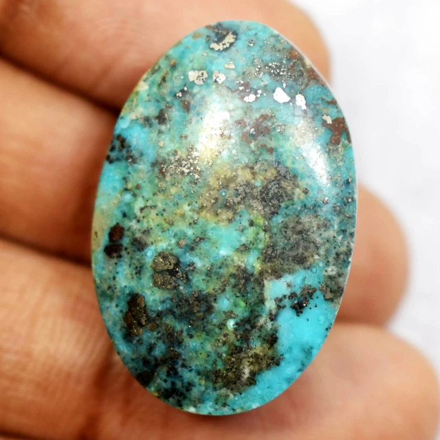 57.50 Ct Natural Arizona Morenci Blue Turquoise Cabochon Certified Gemstone