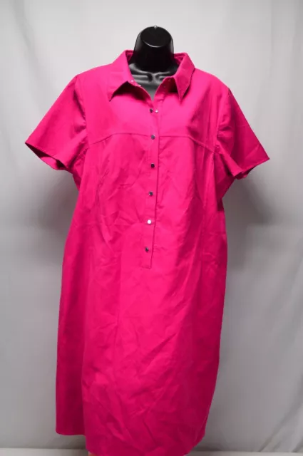 Akris Hot Pink Snap Front Midi Shirt Dress US Size 14