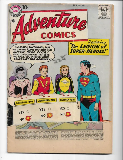 ADVENTURE COMICS 247 - FrG 1.5 - 1ST APPEARANCE OF LEGION OF SUPER-HEROES (1958)