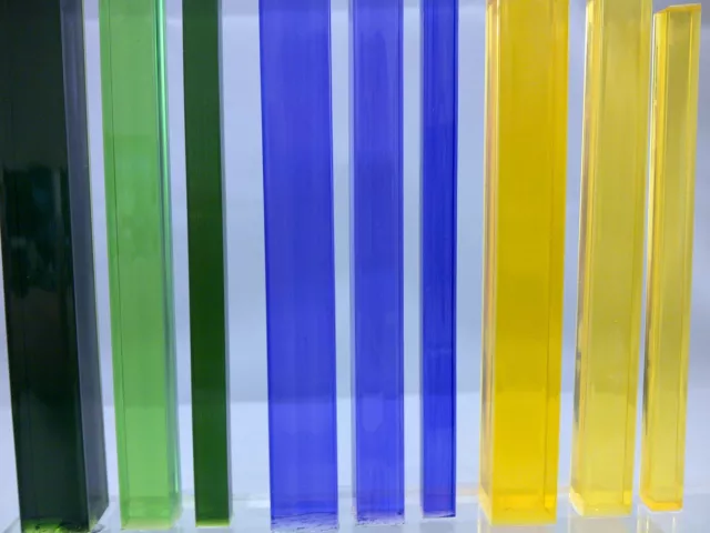 Square Tinted Colour Acrylic Rod Extruded Perspex Bar Green Purple & Yellow