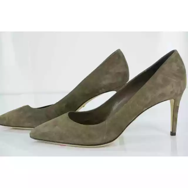 Gucci Brooke Classic Taupe Distressed Suede Pointed Toe Pump SZ 38 New 3