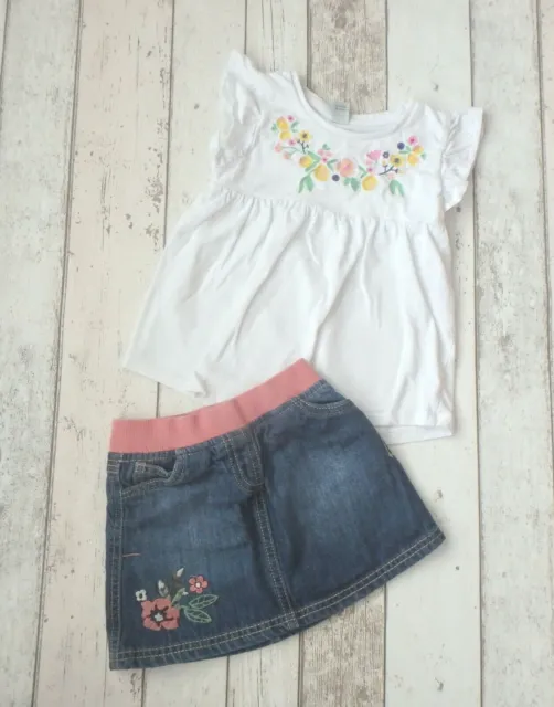 Pretty Baby Girls Top and Denim Skirt Outfit - F&F & TU (3 - 4 years)