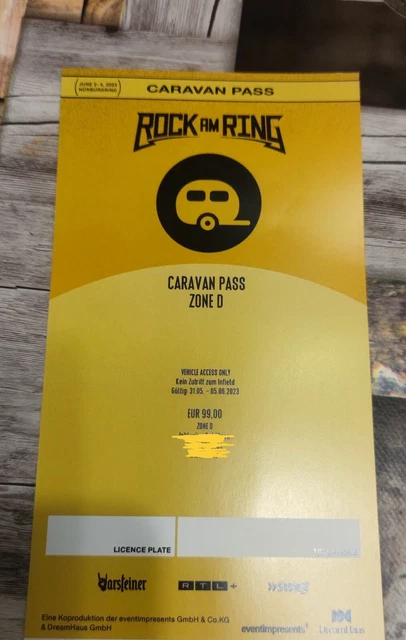 Rock Am Ring 2023 Caravan Camping Womo Trailer Pass D