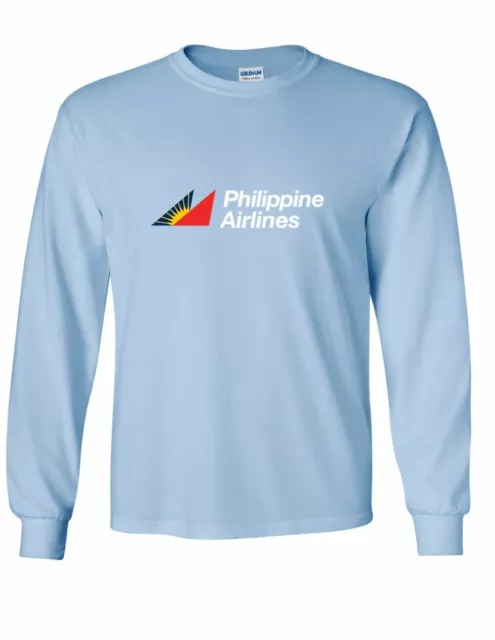 PHILIPPINE AIRLINES RETRO Logo Tee Filipino Travel Sky Blue Long Sleeve ...
