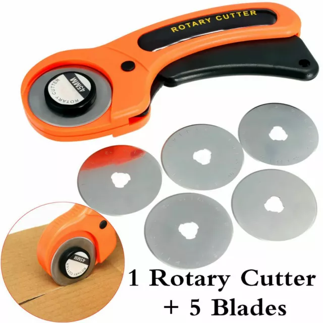 45mm Rotary Cutter + 5PCS Cutting Blade for Fabric Craft Sewing Quilting Tool