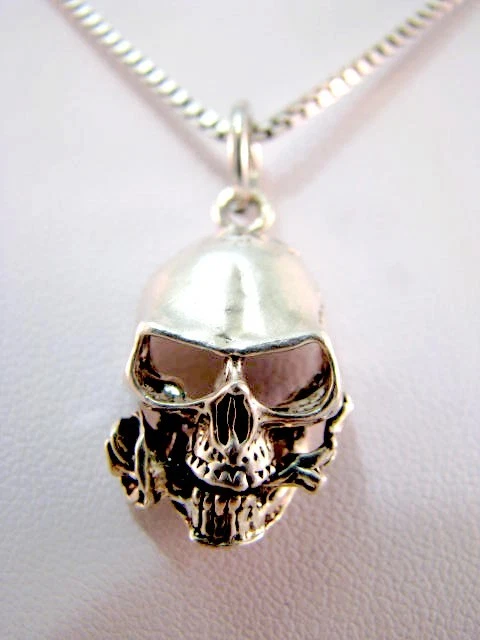 Totenkopf Halskette Aus 925 Sterling Silber Mit Kristall - Gothic Schmuck Für Frauen & Männer