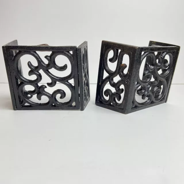 Vtg Antique Pair Cast Iron Wall Pocket Light Cover Guards Architectural Salvage