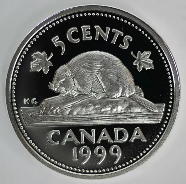 1999 Canada 5 Cents Proof Silver Nickel Heavy Cameo Coin