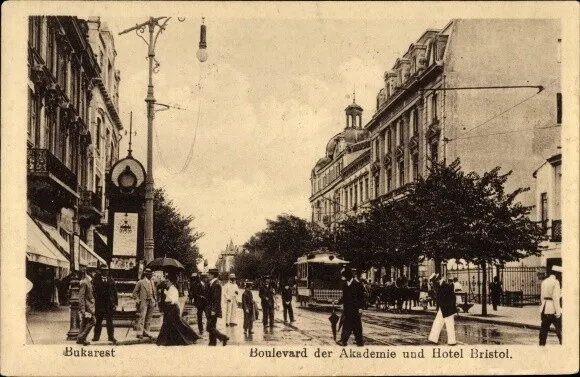 Ak București Bukarest Rumänien, Bulevardul Academie spre Hotel... - 10586310