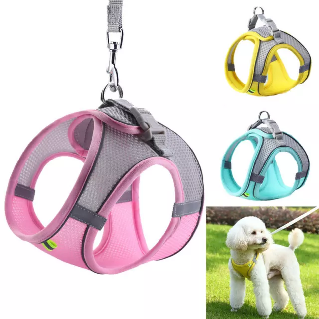 Reflective Dog Harness+Leash Set Adjustable Puppy Cat Harness Vest for Small Pet