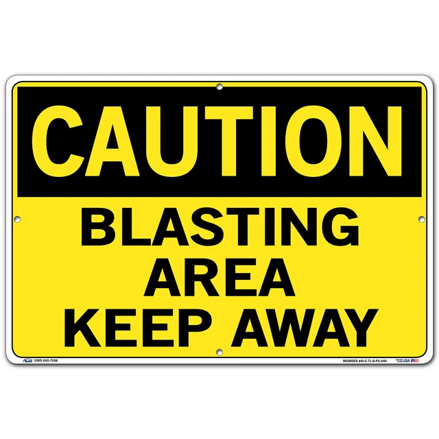 Caution Sign Sign Message BLASTING AREA KEEP AWAY Length 0.04 in Width 18.5 in