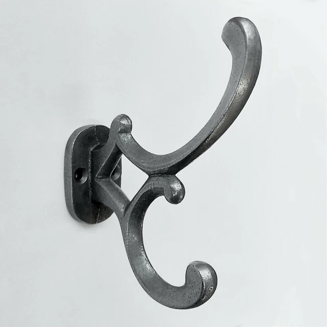 SINGLE CAST ANTIQUE IRON 4" / 105mm 'Addison' COAT & HAT HOOK with Screws