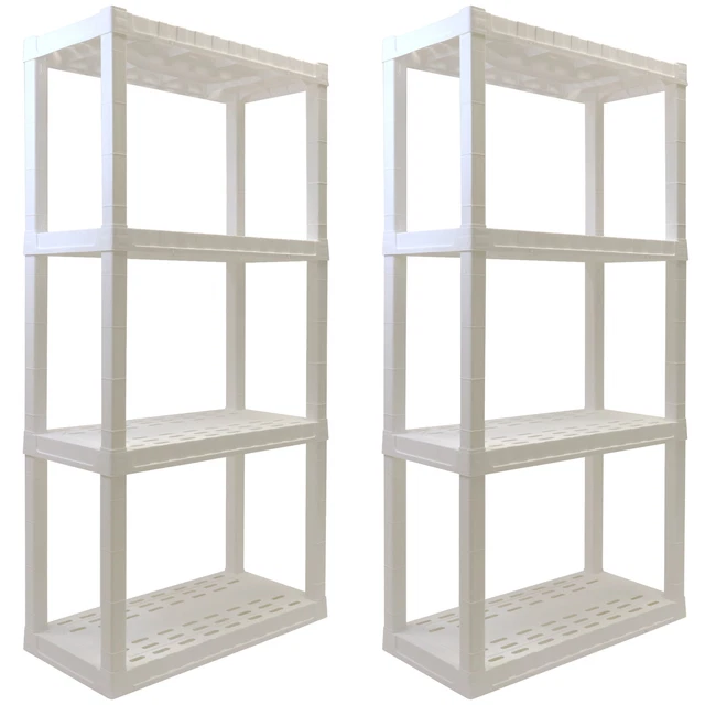 Hyper Tough 56" H x 14"  x30" W4 Shelf Plastic Garage Shelves, Pack of 2 Storage