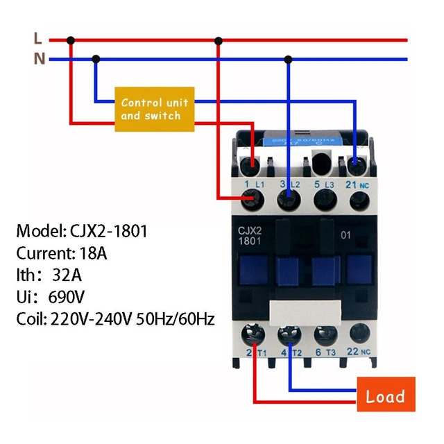 CJX21801 Contattore CA con bobina CA 32A 240 V relè avviamento motore resistente