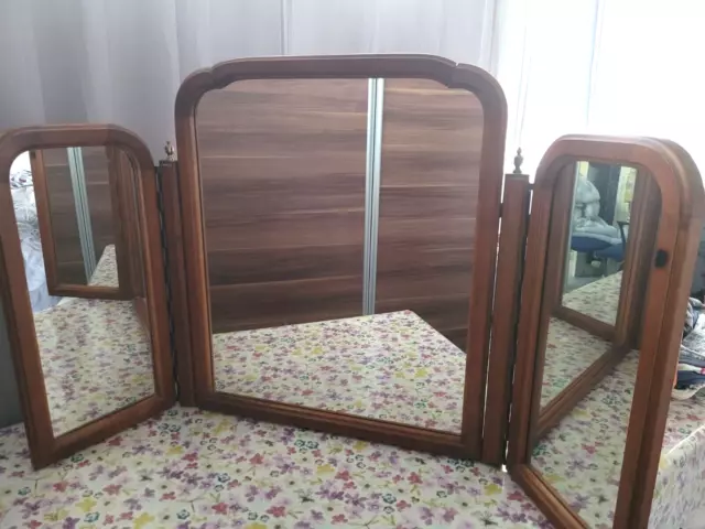 Vintage  Dressing Table Mirror Vintage Younger England 70'S Cherry Wood 3