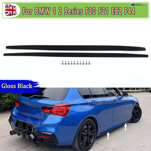 Gloss Black 2X For Bmw F20 F21 E82 F44 M Performance Style Side Skirts Lip 15-18