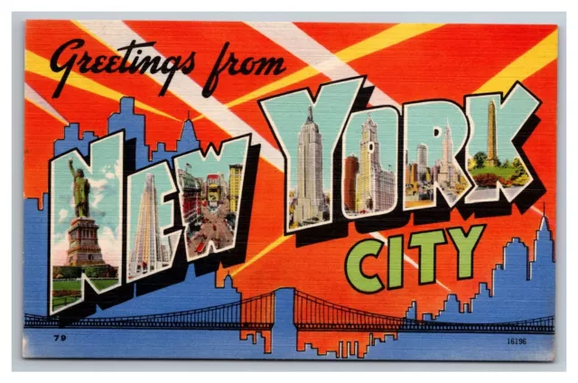 Postcard New York City New York Greetings Large Letter