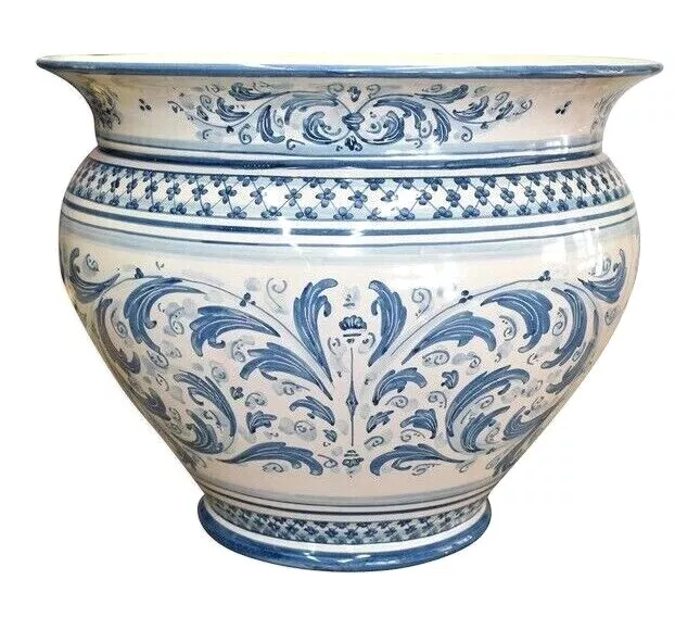 Cachepot Céramique Italienne Peint à la Main Caspò Bleu Vase Amant Cache Pot