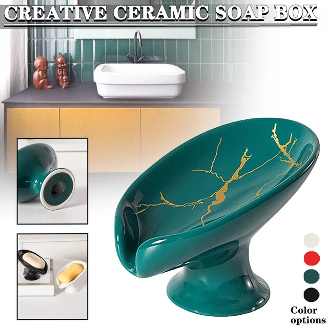 Leaf Shape Soap Holder Self Draining Soap Dish with Suction Cup for Bathroom g