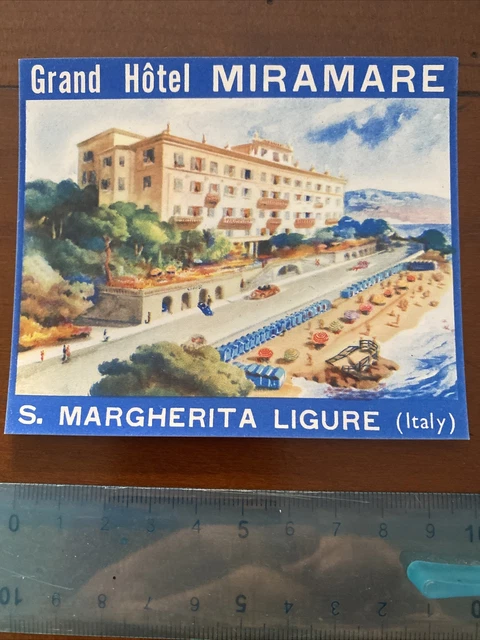 etichetta albergo valigia luggage label Italia GRAND HOTEL MIRAMARE S.MARGHERITA